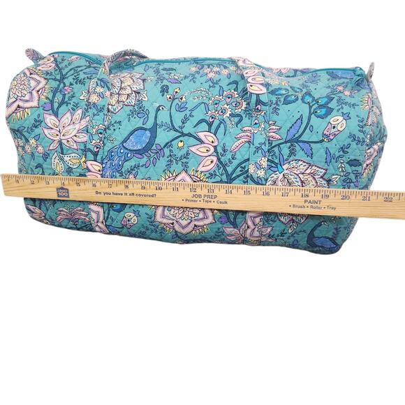 VERA BRADLEY SET OF 3 LARGE DUFFEL WALLET COSMETIC MAKEUP BAG TEAL PEACOCK BIRDS - Picture 10 of 11
